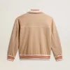 Lichtbeige herensweatshirt met ritssluiting en wit logo