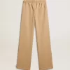 Lichtbeige joggingbroek voor dames met wit logo