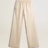 Lichtbeige joggingbroek voor dames van zijde en viscose