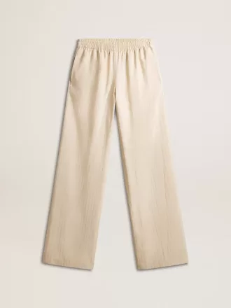 Lichtbeige joggingbroek voor dames van zijde en viscose