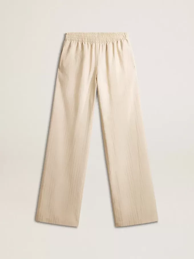 Lichtbeige joggingbroek voor dames van zijde en viscose