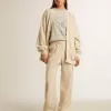 Lichtbeige joggingbroek voor dames van zijde en viscose