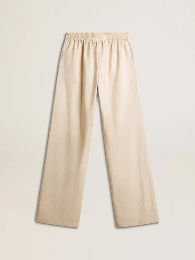 Lichtbeige joggingbroek voor dames van zijde en viscose