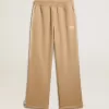 Lichtbeige joggingbroek voor heren met wit logo