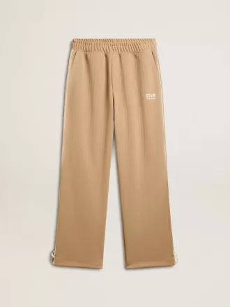Lichtbeige joggingbroek voor heren met wit logo