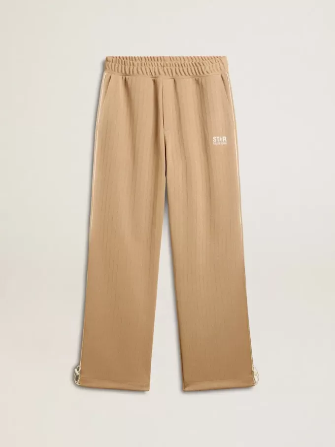 Lichtbeige joggingbroek voor heren met wit logo
