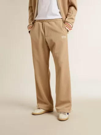 Lichtbeige joggingbroek voor heren met wit logo