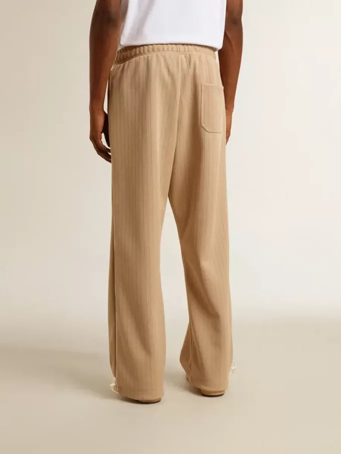 Lichtbeige joggingbroek voor heren met wit logo