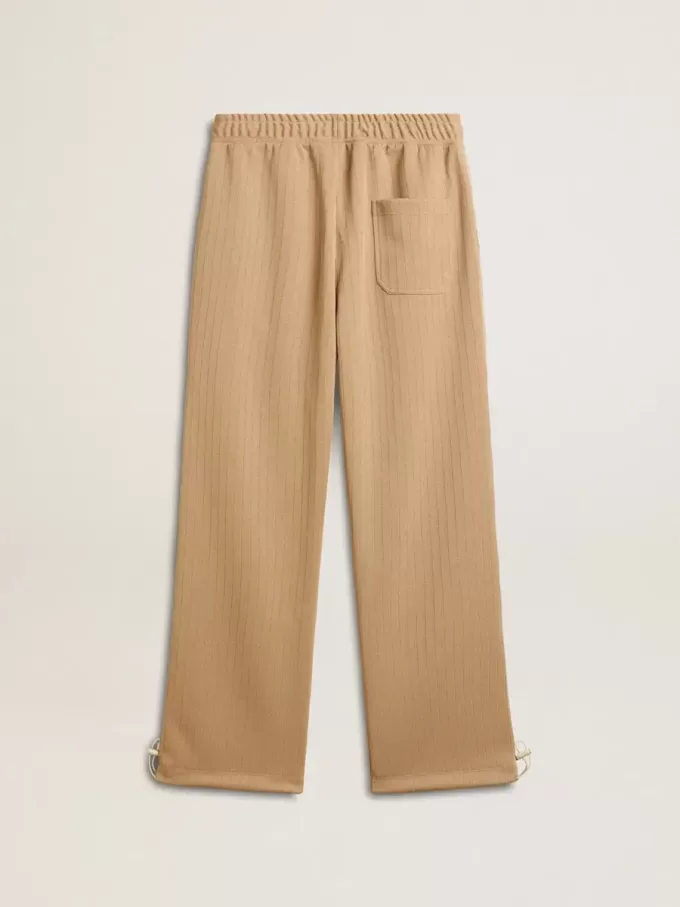 Lichtbeige joggingbroek voor heren met wit logo