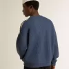 Lichtblauwe jacquard wollen trui voor heren met crèmekleurig patroon