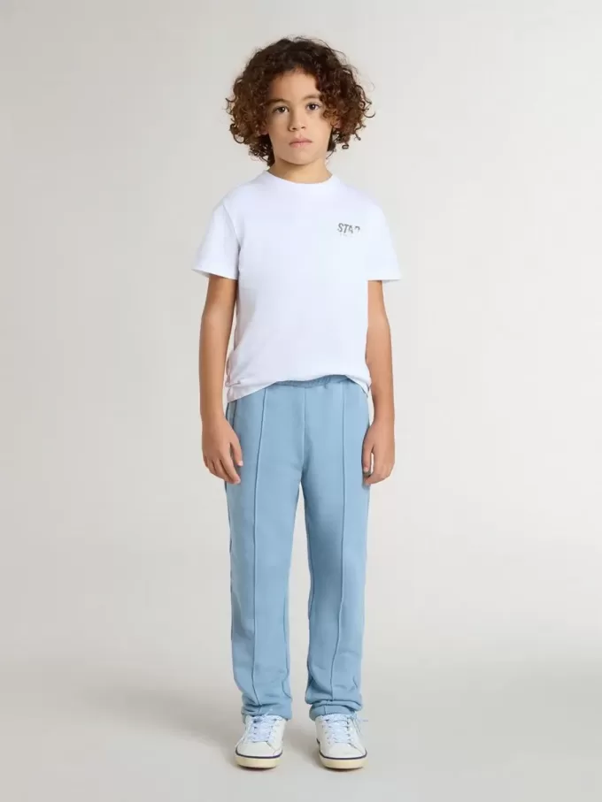 Lichtblauwe joggingbroek met print voor jongens
