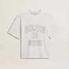 Lichtgewicht wit linnen T-shirt voor dames met print