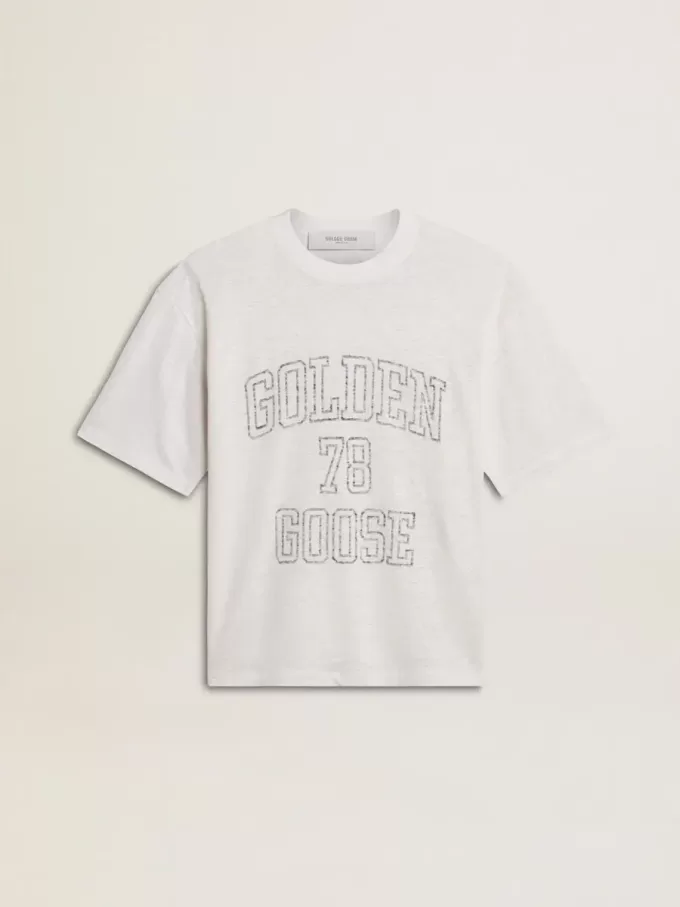 Lichtgewicht wit linnen T-shirt voor dames met print