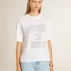 Lichtgewicht wit linnen T-shirt voor dames met print