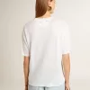 Lichtgewicht wit linnen T-shirt voor dames met print