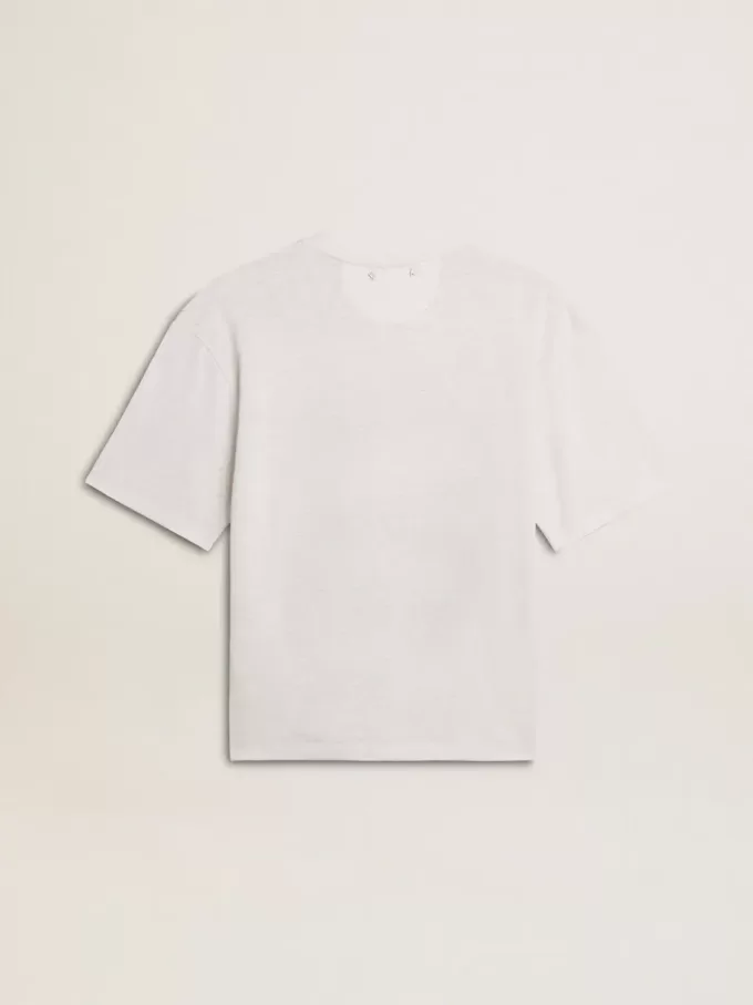 Lichtgewicht wit linnen T-shirt voor dames met print
