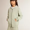 Lichtgroen sweatshirt met ritssluiting