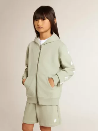Lichtgroen sweatshirt met ritssluiting