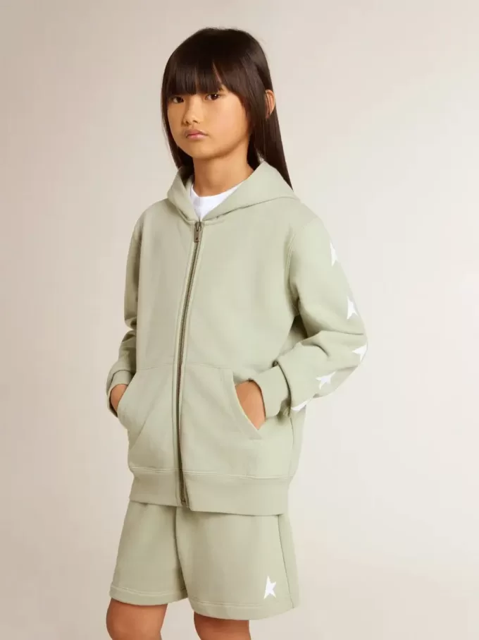 Lichtgroen sweatshirt met ritssluiting