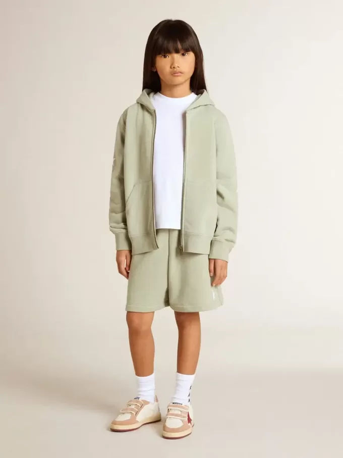 Lichtgroen sweatshirt met ritssluiting