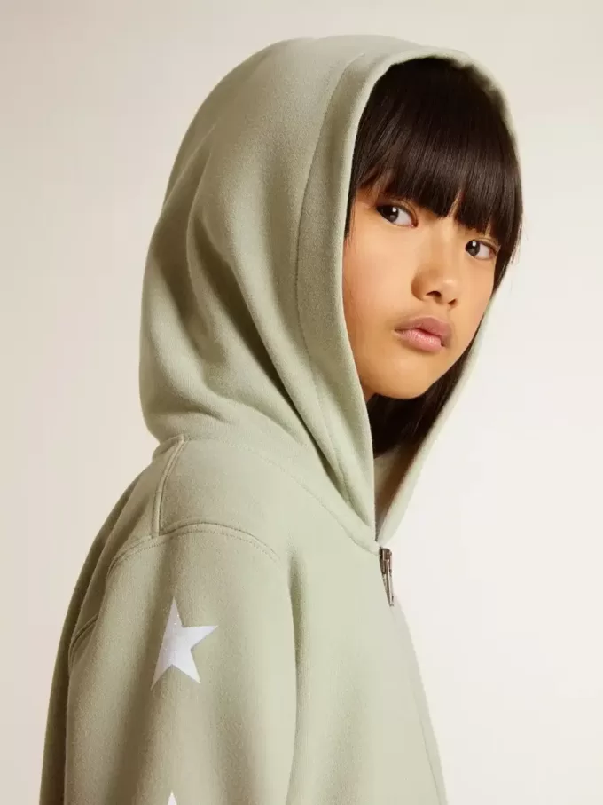 Lichtgroen sweatshirt met ritssluiting