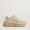 Lightstar voor dames in duifgrijs leer en mesh met beige TPU-ster