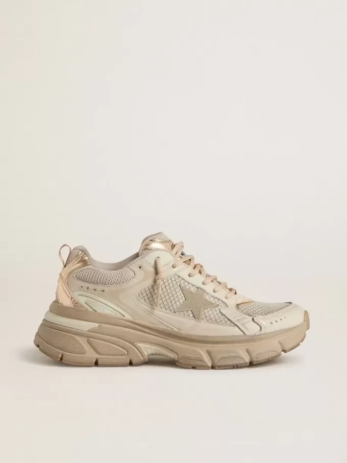 Lightstar voor dames in duifgrijs leer en mesh met beige TPU-ster
