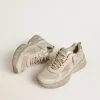 Lightstar voor dames in duifgrijs leer en mesh met beige TPU-ster