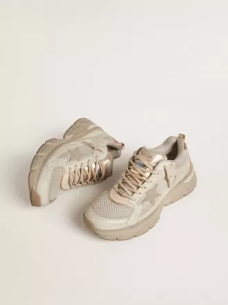 Lightstar voor dames in duifgrijs leer en mesh met beige TPU-ster