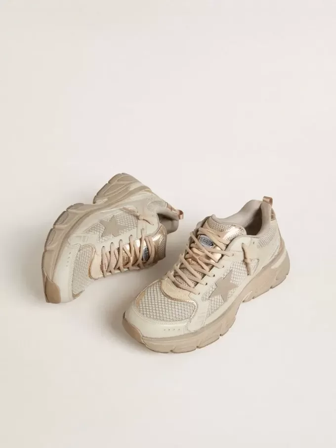 Lightstar voor dames in duifgrijs leer en mesh met beige TPU-ster