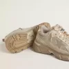 Lightstar voor dames in duifgrijs leer en mesh met beige TPU-ster