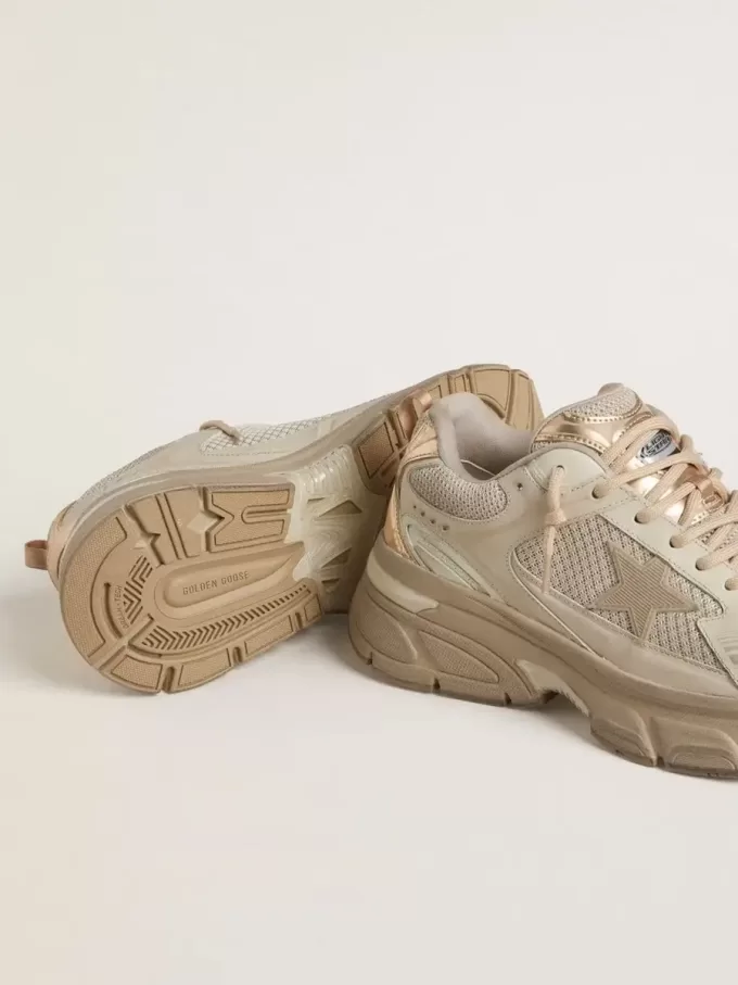 Lightstar voor dames in duifgrijs leer en mesh met beige TPU-ster