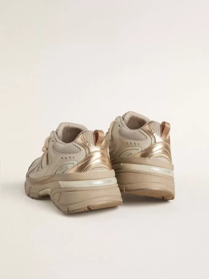 Lightstar voor dames in duifgrijs leer en mesh met beige TPU-ster