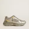 Lightstar voor dames in metallic leer en zilverkleurig mesh met grijze ster