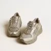 Lightstar voor dames in metallic leer en zilverkleurig mesh met grijze ster