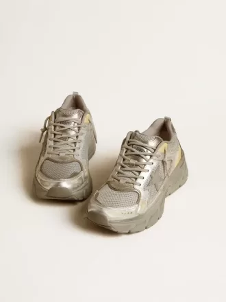 Lightstar voor dames in metallic leer en zilverkleurig mesh met grijze ster