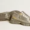 Lightstar voor dames in metallic leer en zilverkleurig mesh met grijze ster