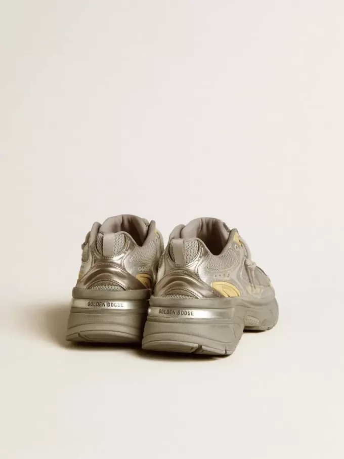 Lightstar voor dames in metallic leer en zilverkleurig mesh met grijze ster