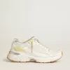 Lightstar voor dames in wit leer en mesh met versleten witte ster