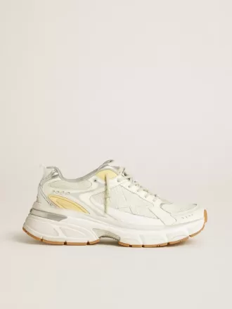Lightstar voor dames in wit leer en mesh met versleten witte ster