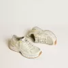 Lightstar voor dames in wit leer en mesh met versleten witte ster