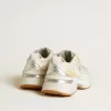 Lightstar voor dames in wit leer en mesh met versleten witte ster