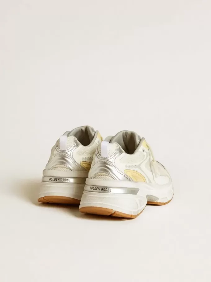 Lightstar voor dames in wit leer en mesh met versleten witte ster