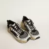 Lightstar voor dames in wit leer en zwart mesh met zwarte TPU-ster