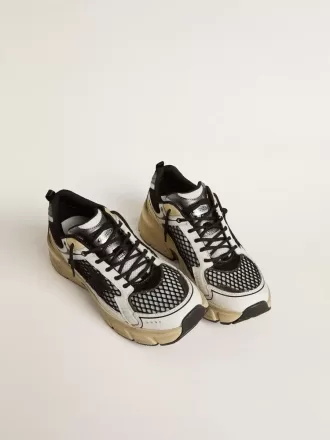 Lightstar voor dames in wit leer en zwart mesh met zwarte TPU-ster