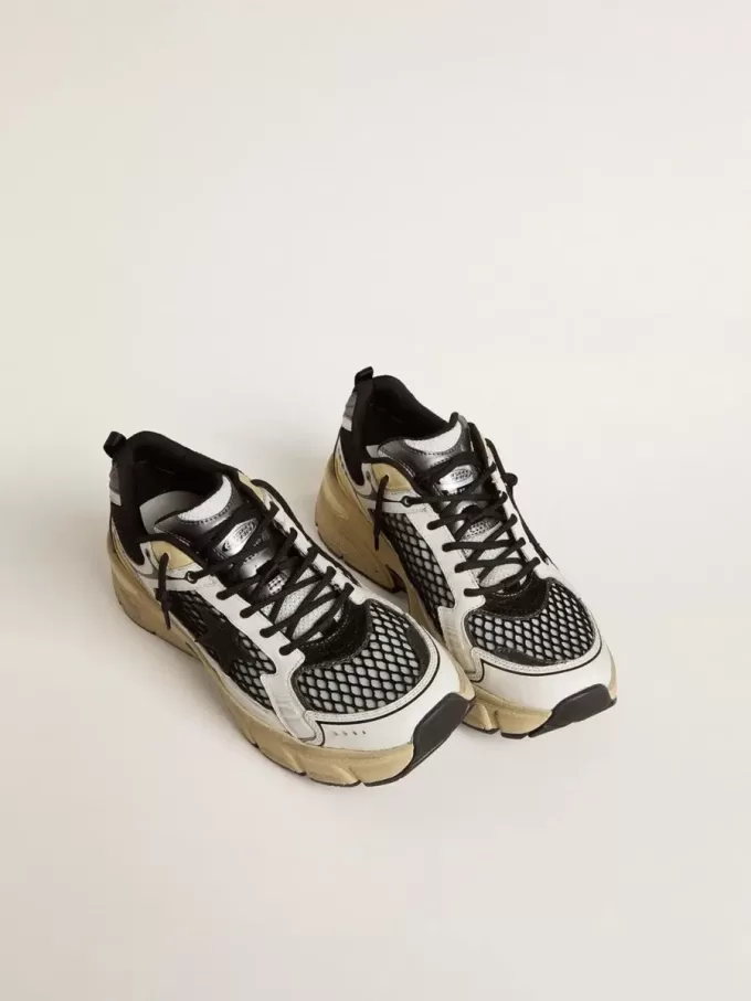 Lightstar voor dames in wit leer en zwart mesh met zwarte TPU-ster