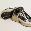 Lightstar voor dames in wit leer en zwart mesh met zwarte TPU-ster