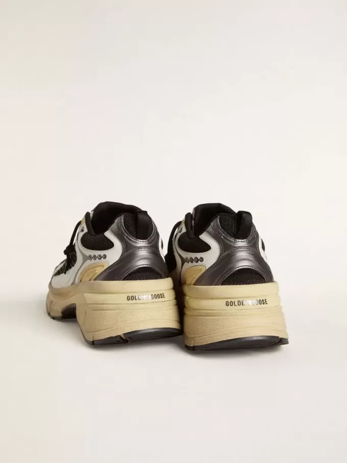 Lightstar voor dames in wit leer en zwart mesh met zwarte TPU-ster