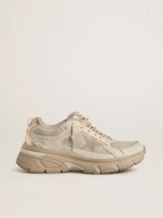 Lightstar voor heren in duifgrijs leer en mesh met beige TPU-ster