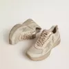 Lightstar voor heren in duifgrijs leer en mesh met beige TPU-ster